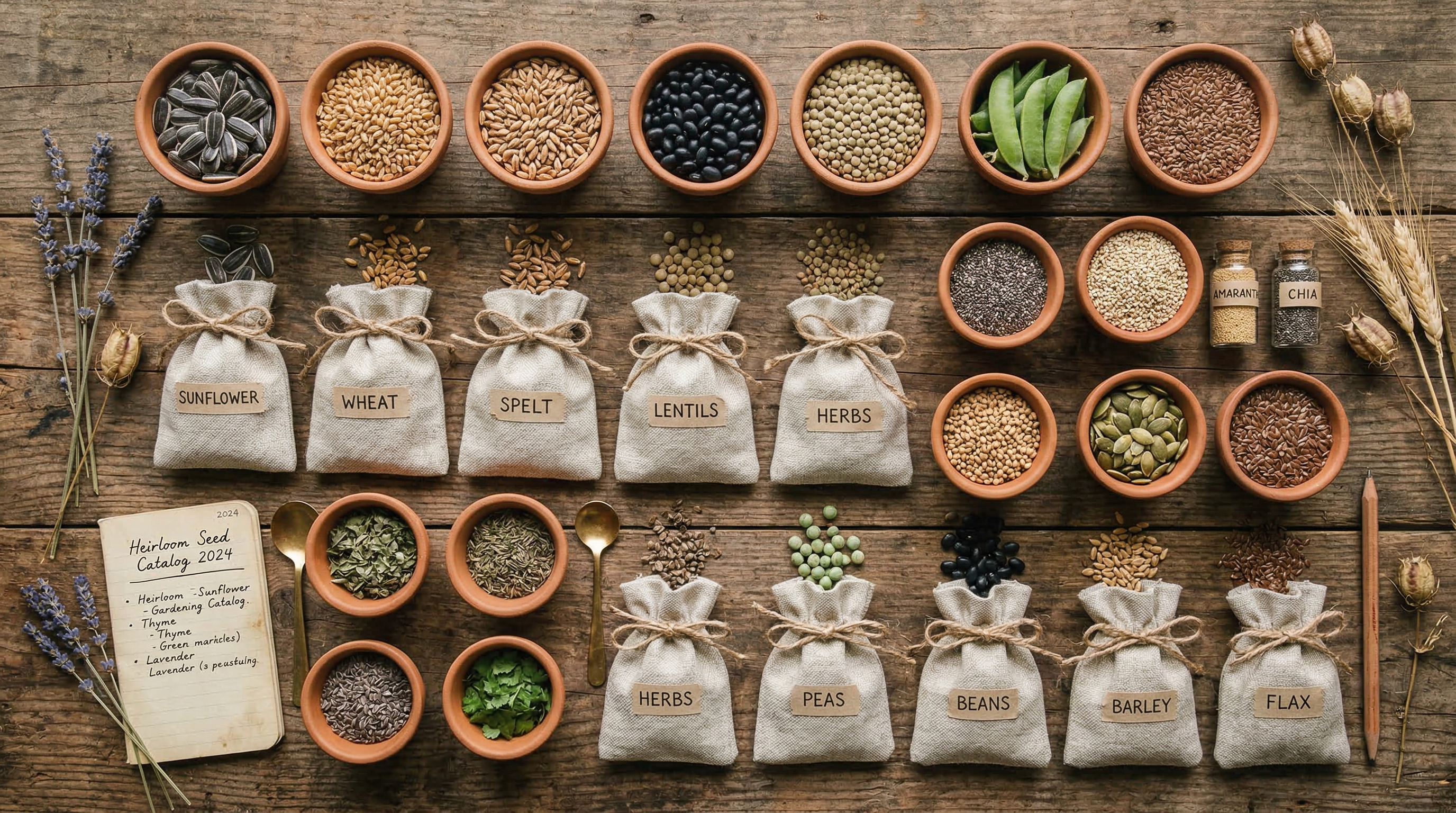 다양한 원종 씨앗 컬렉션